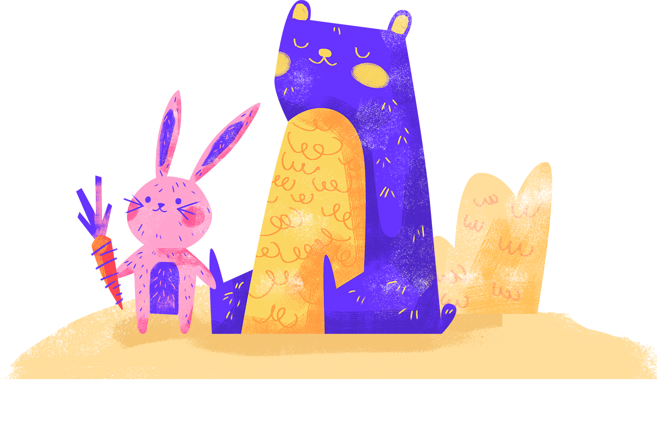 Bunny and bear mascots